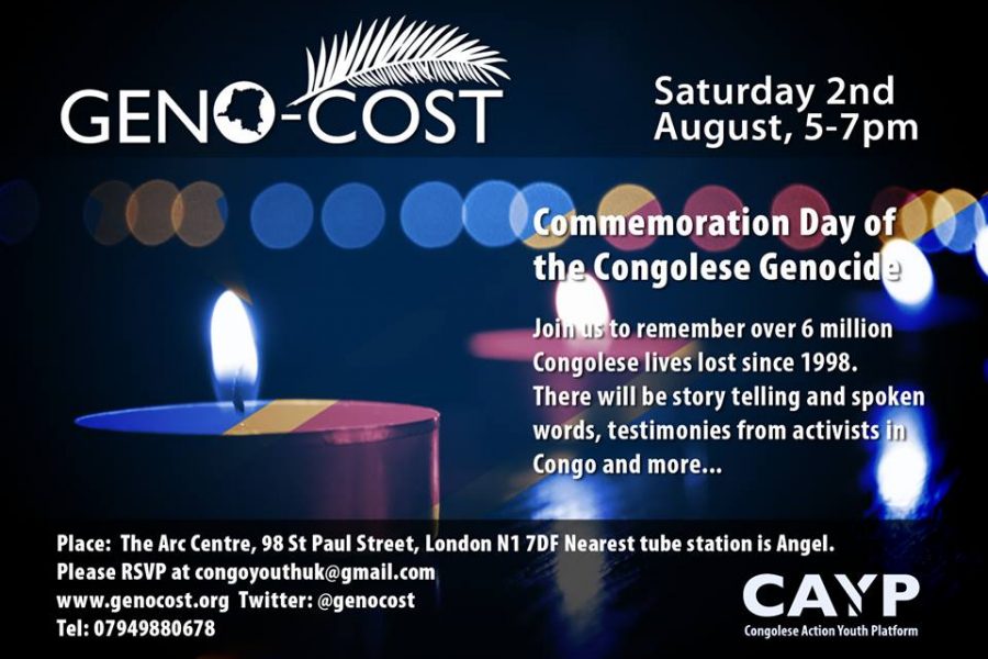 Geno-Cost – Commémoration du génocide congolais – 2 Août 2014 à Londres