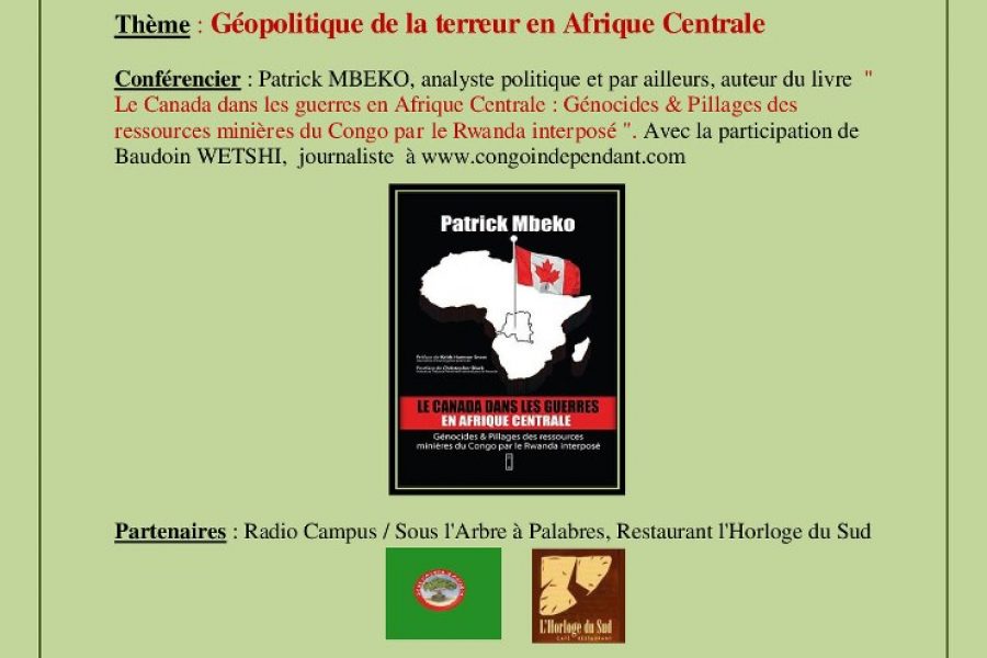 Conférence « Géopolitique de la terreur en Afrique centrale » – 11 mai 2013 à Bruxelles