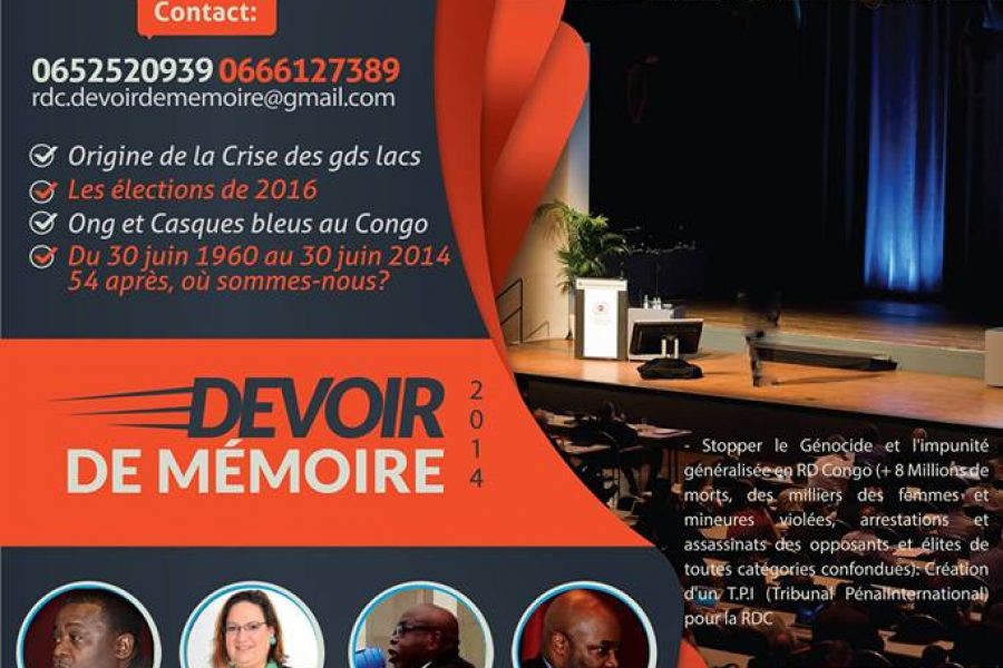 Conférence : Avenir du Congo/Devoir de Mémoire – 30 juin 2014 à Paris