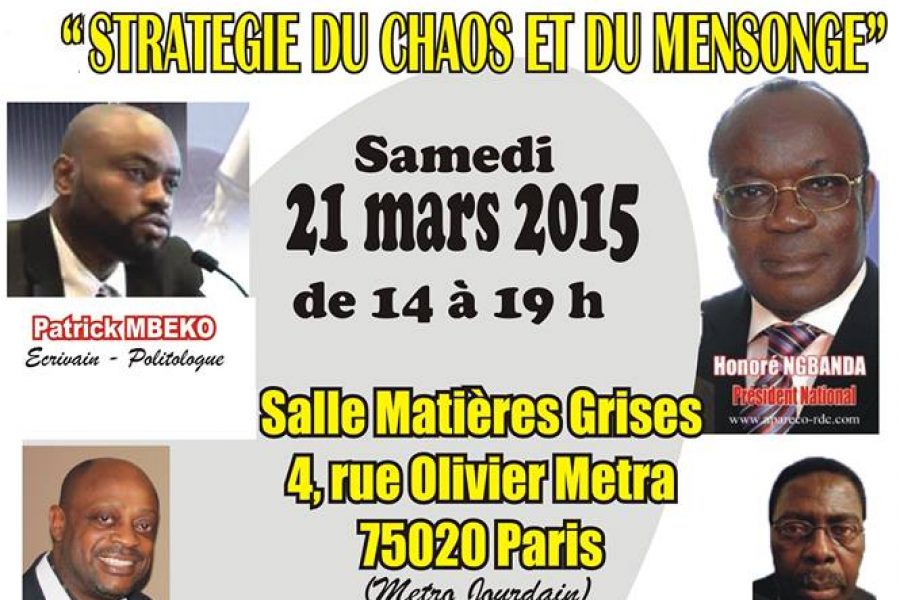Conférence et Séance de dédicace du livre « Stratégie du chaos et du mensonge » – 21 mars 2015 à Paris