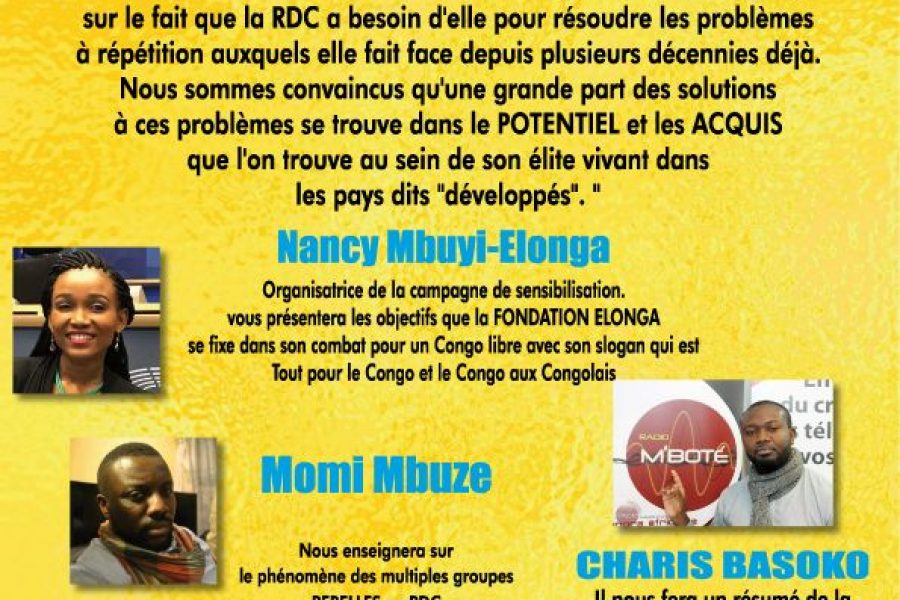 Conference: La RDC a Besoin De Sa Jeune Élite Issue De La Diaspora – 2 mai 2017 à Bruxelles